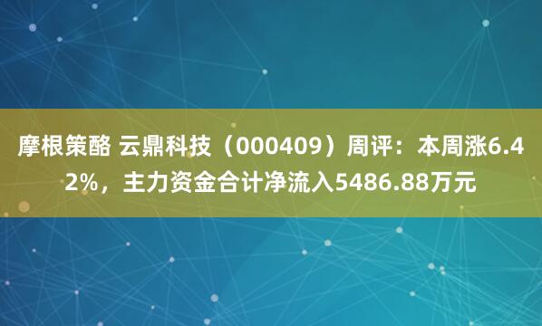 摩根策酪 云鼎科技（000409）周评：本周涨6.42%，主力资金合计净流入5486.88万元